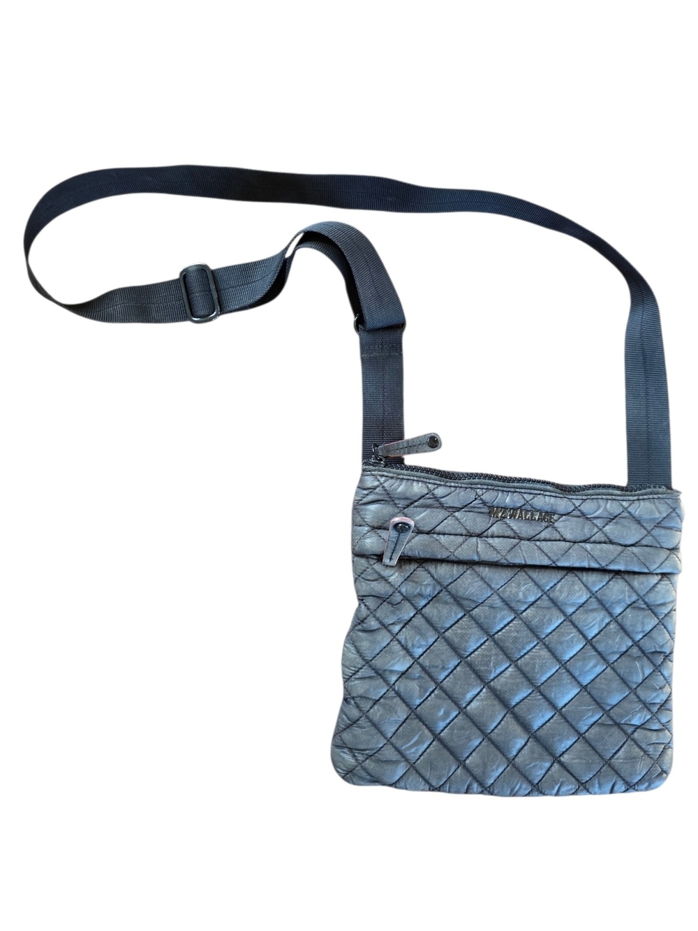 MZ Wallace Quilted Nylon Crossbody Bag Charcoal Lightweight Travel Purse